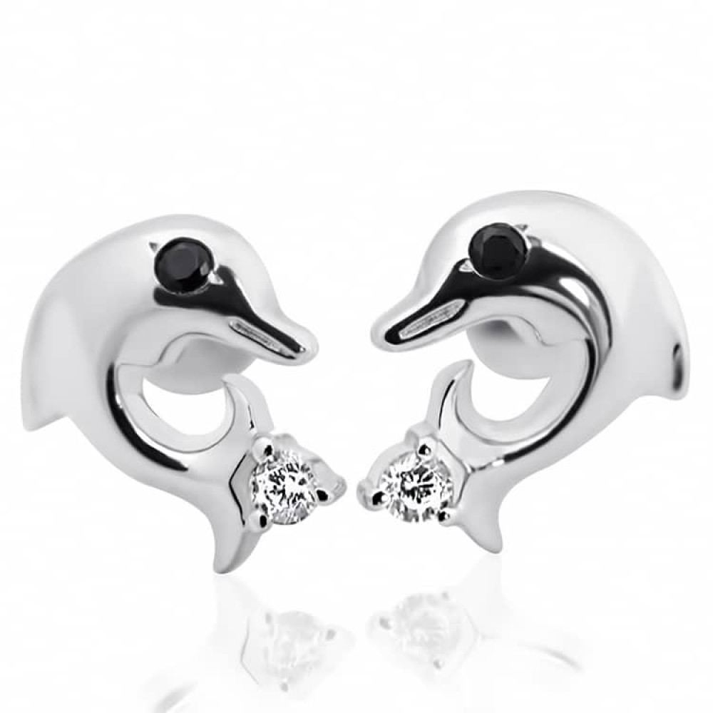 Срібні сережки-гвоздики Дельфіни (4830) - 1