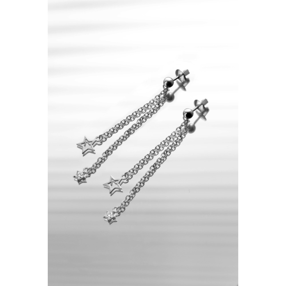 Срібні сережки-гвоздики Зірочки (4840) - 2