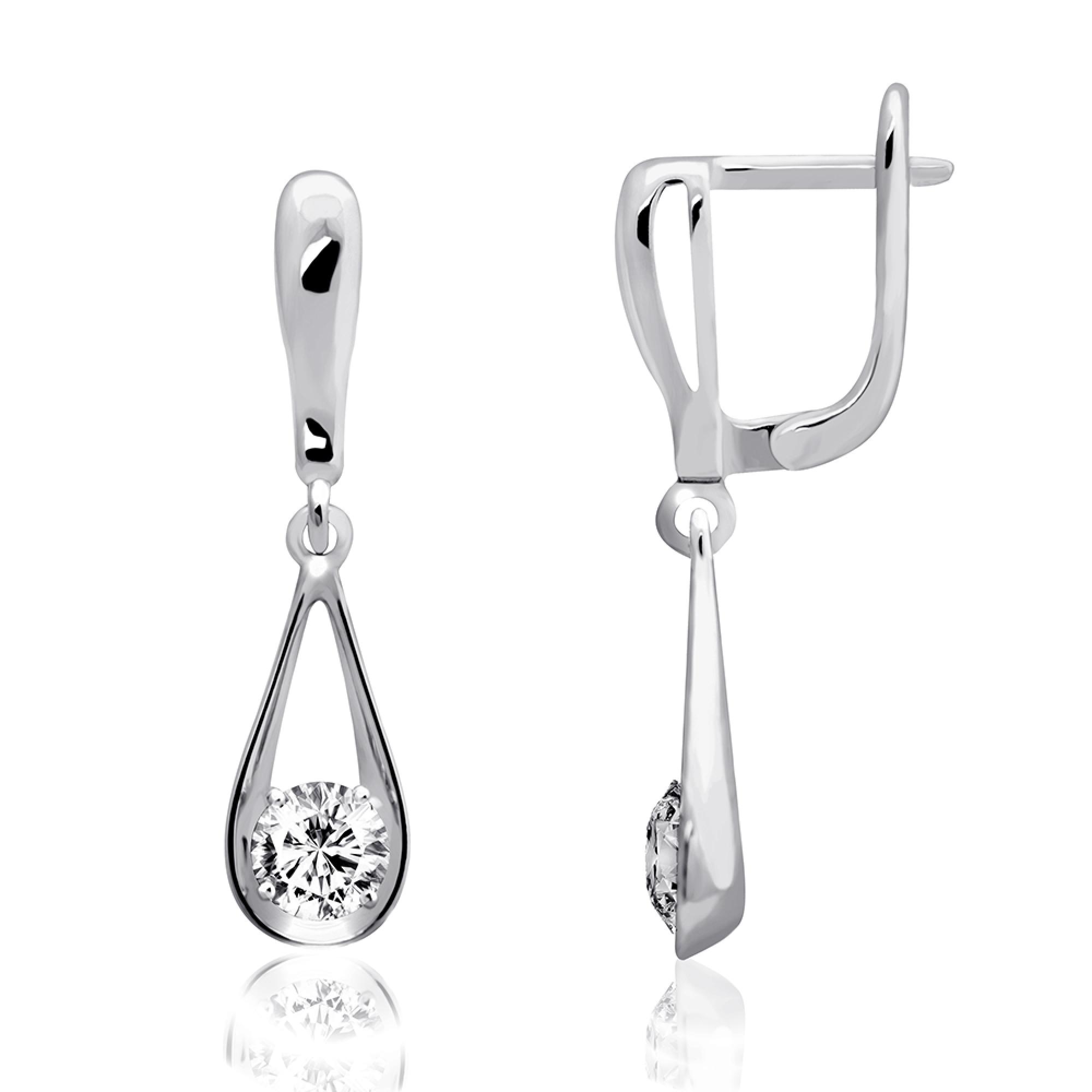 Срібні сережки Крапля з підвіскою (4846)