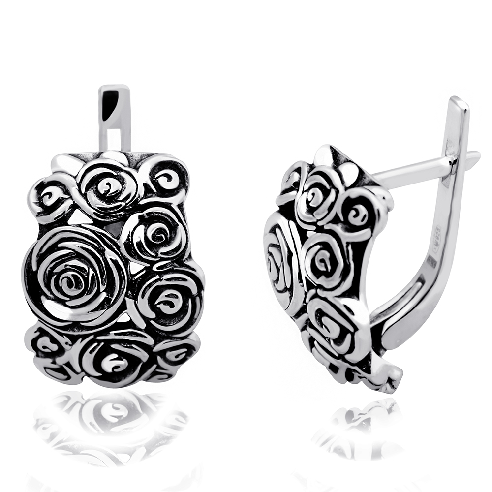 Срібні сережки Троянди (4854) - 1