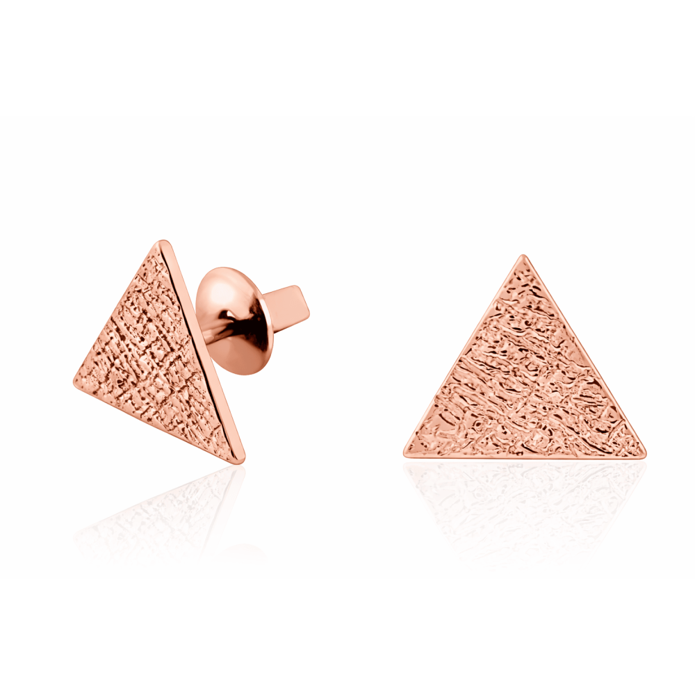 Сережки-гвоздики з червоного золота Трикутник  (з4888) - 1