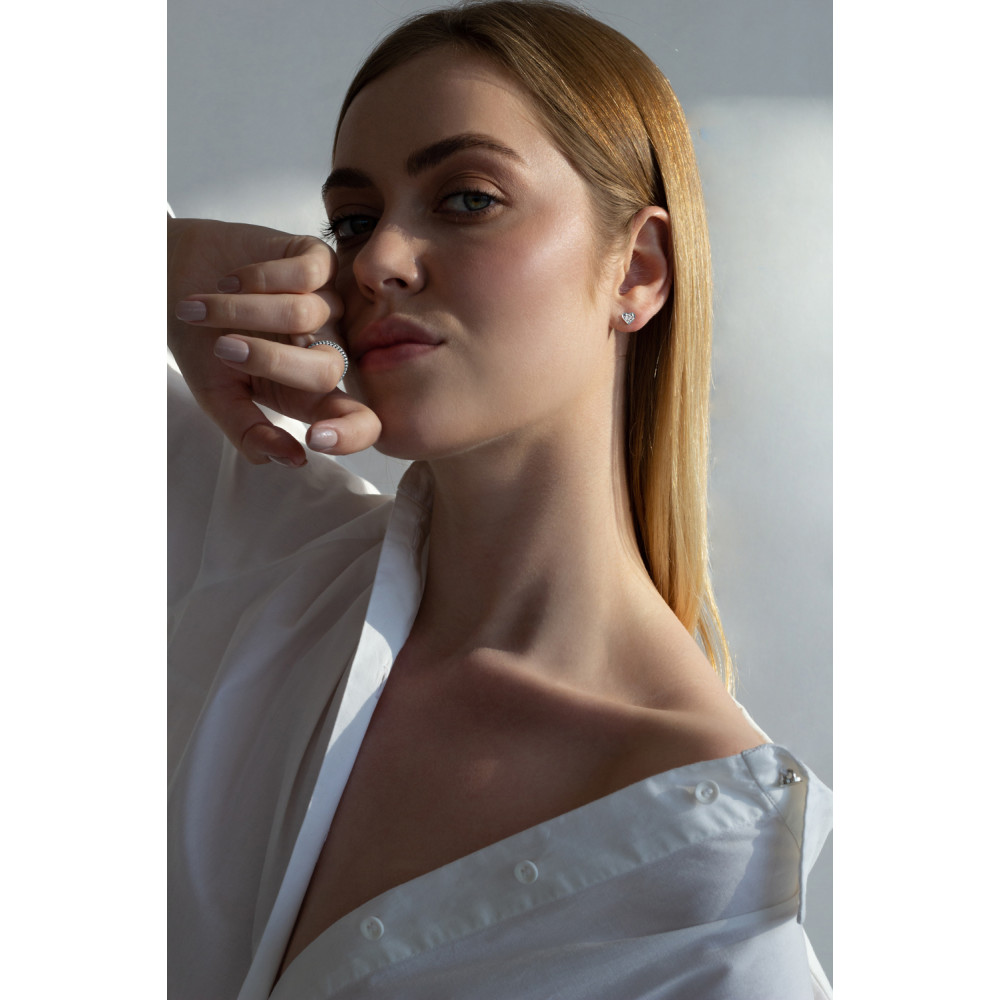 Срібні сережки-гвоздики Серце (4900) - 3