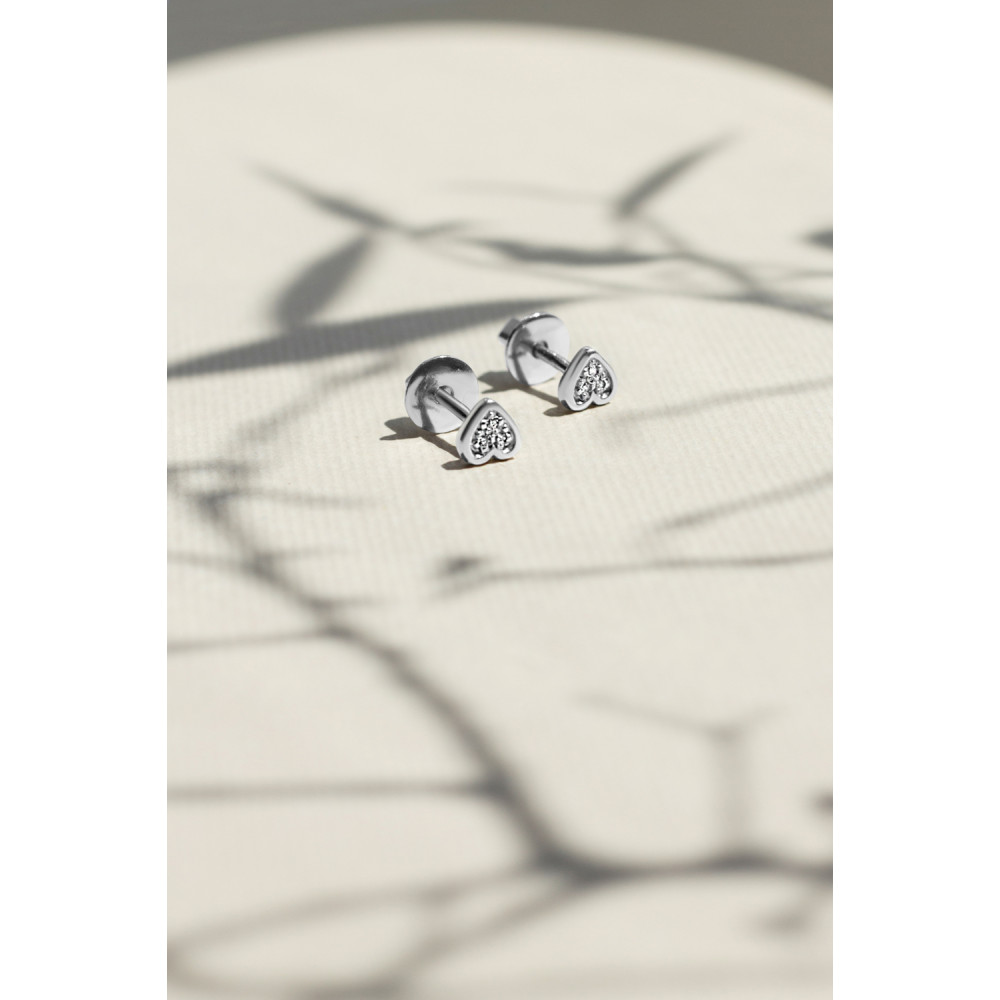 Срібні сережки-гвоздики Серце (4900) - 7