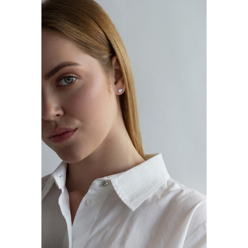 Срібні сережки-гвоздики Серце (4900) - 2