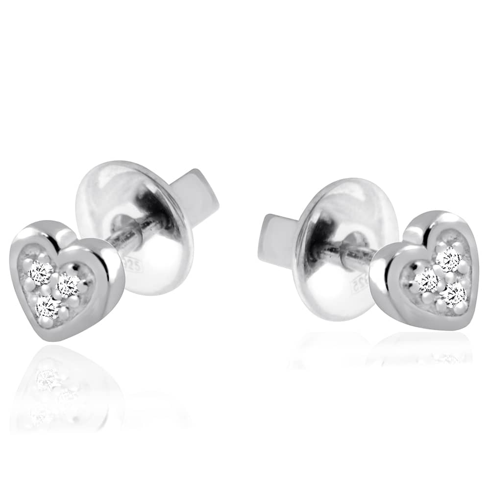 Срібні сережки-гвоздики Серце (4900) - 1