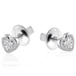 Срібні сережки-гвоздики Серце (4900) - комплект