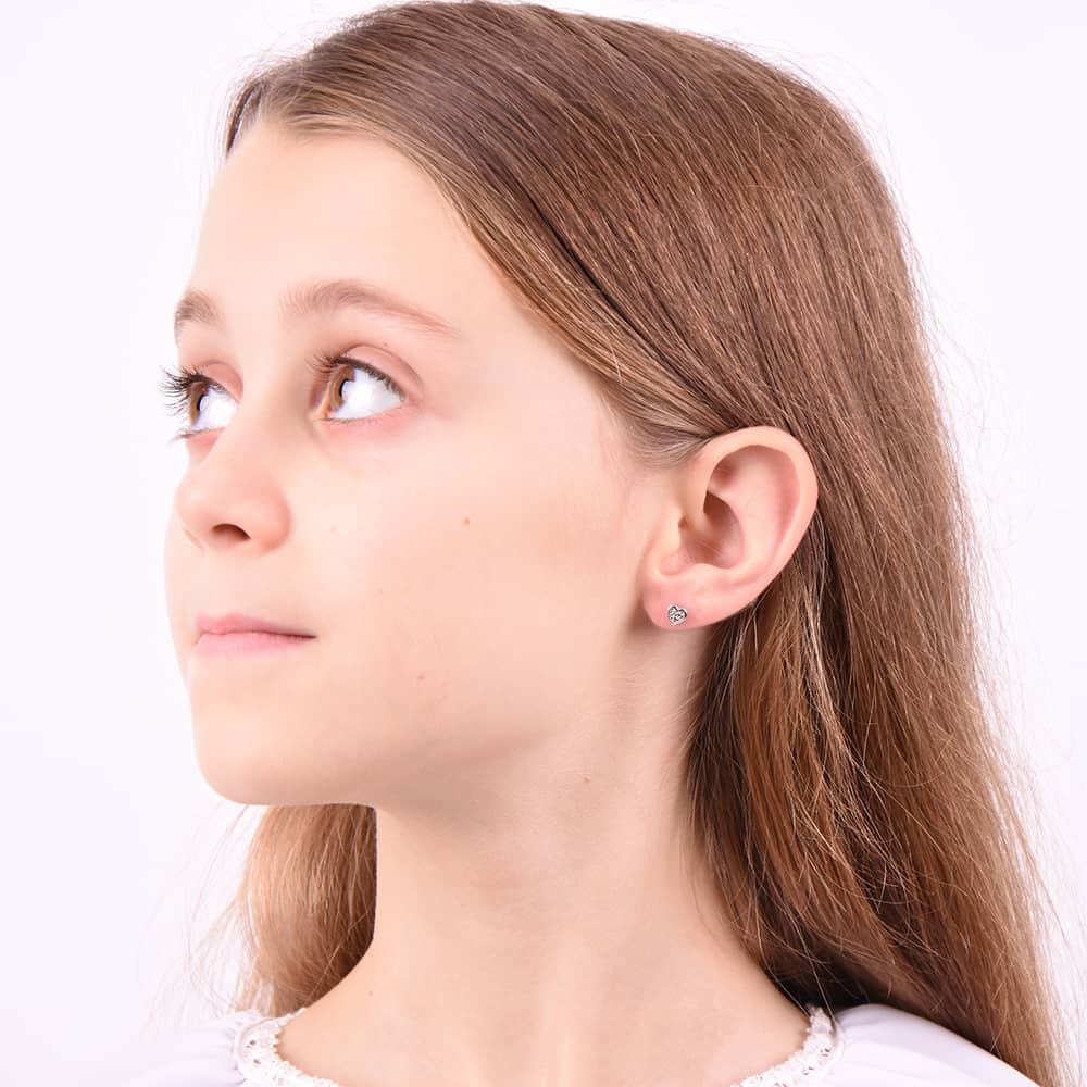 Срібні сережки-гвоздики Серце (4900) - 5