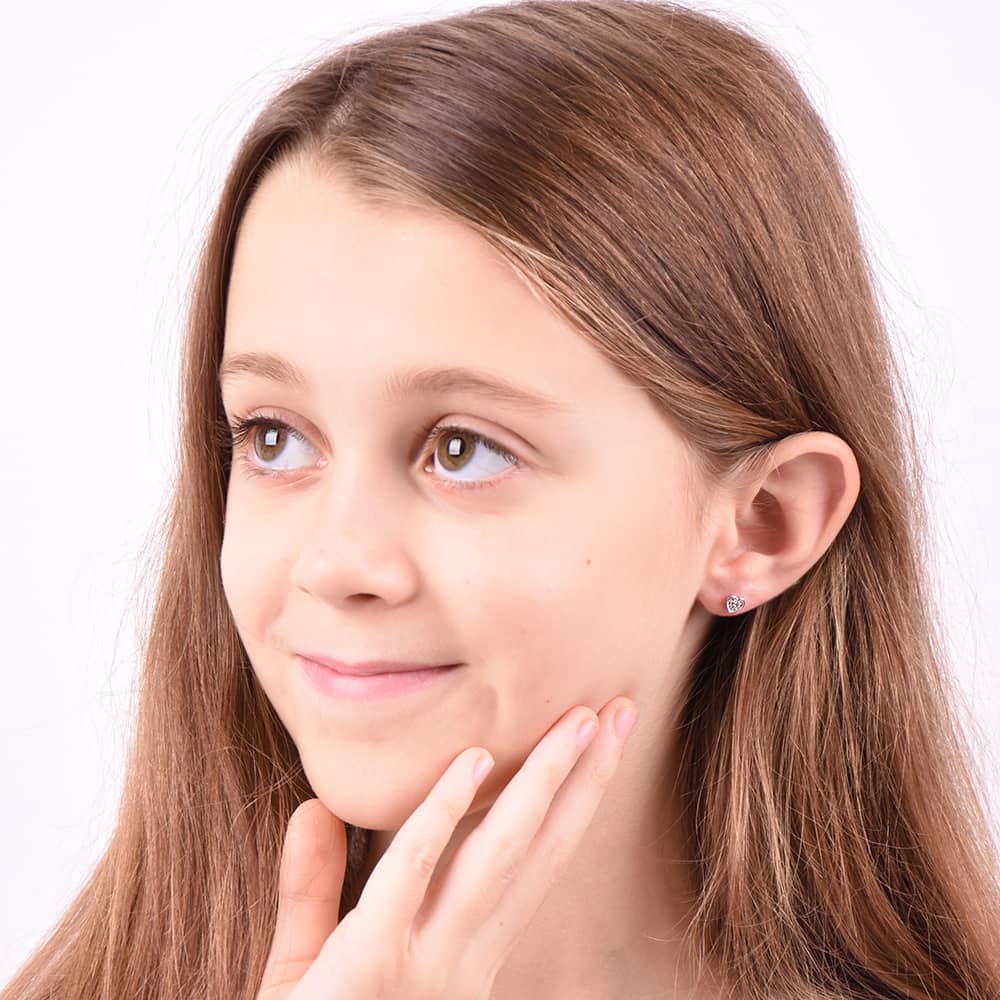 Срібні сережки-гвоздики Серце (4900) - 6