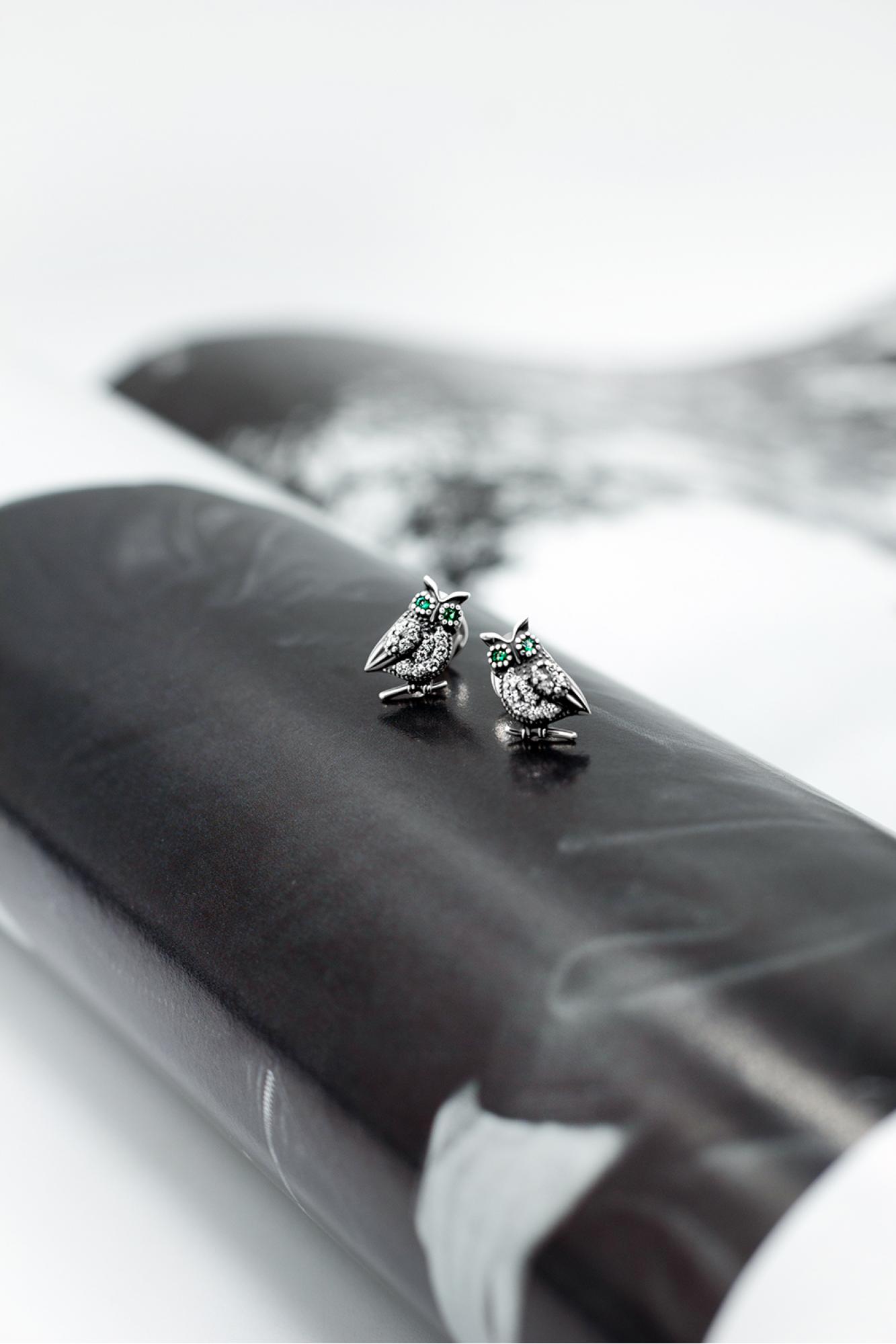 Срібні сережки-гвоздики Сова (4984)