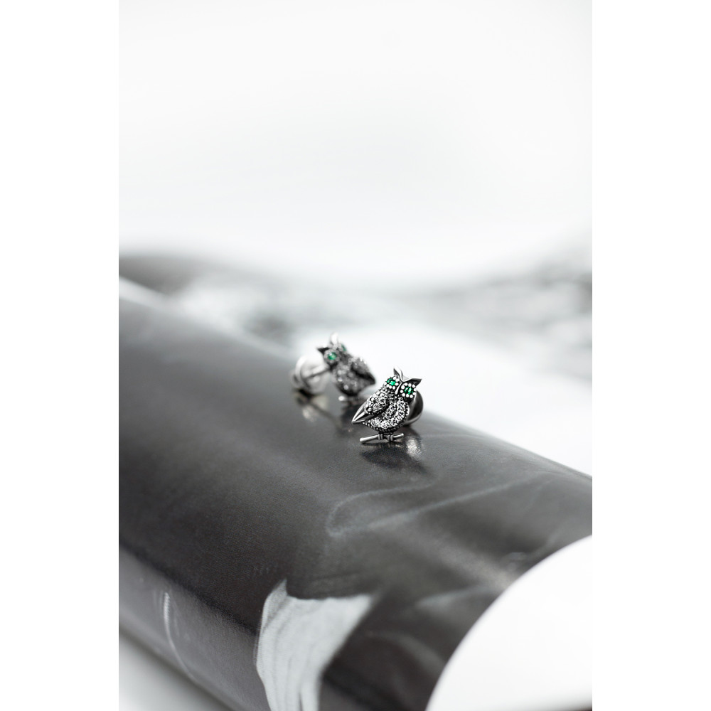 Срібні сережки-гвоздики Сова (4984) - 6