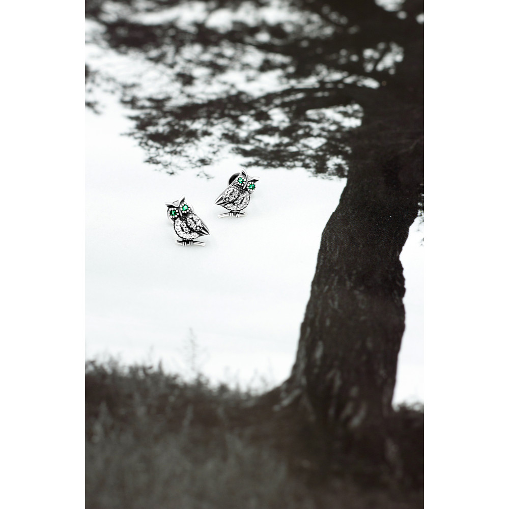 Срібні сережки-гвоздики Сова (4984) - 5