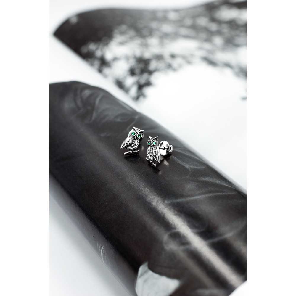 Срібні сережки-гвоздики Сова (4984) - 4