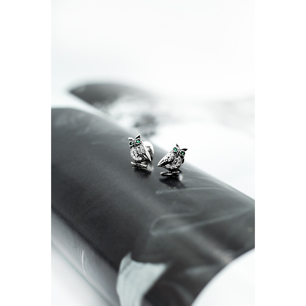 Срібні сережки-гвоздики Сова (4984) - 2