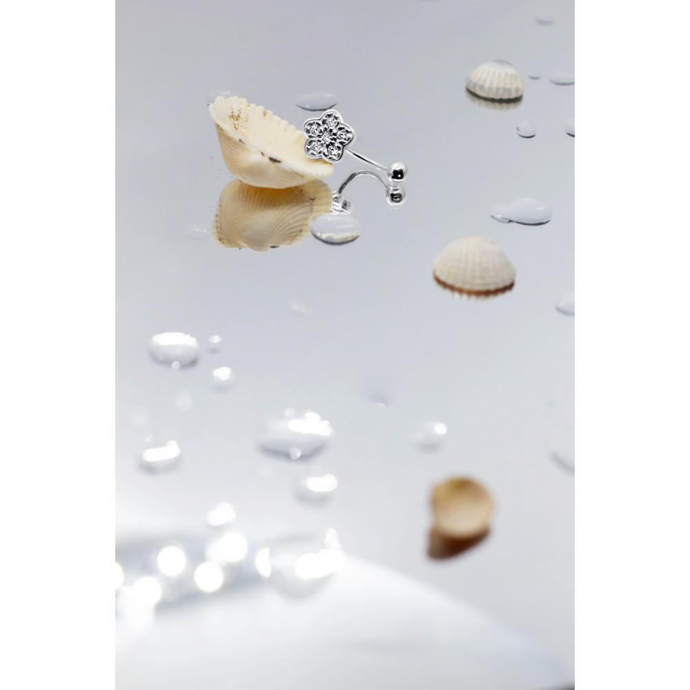 Срібний пірсинг Квітка (6002) - 4