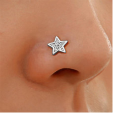 Срібний пірсинг в ніс Зірка (6015) - 2