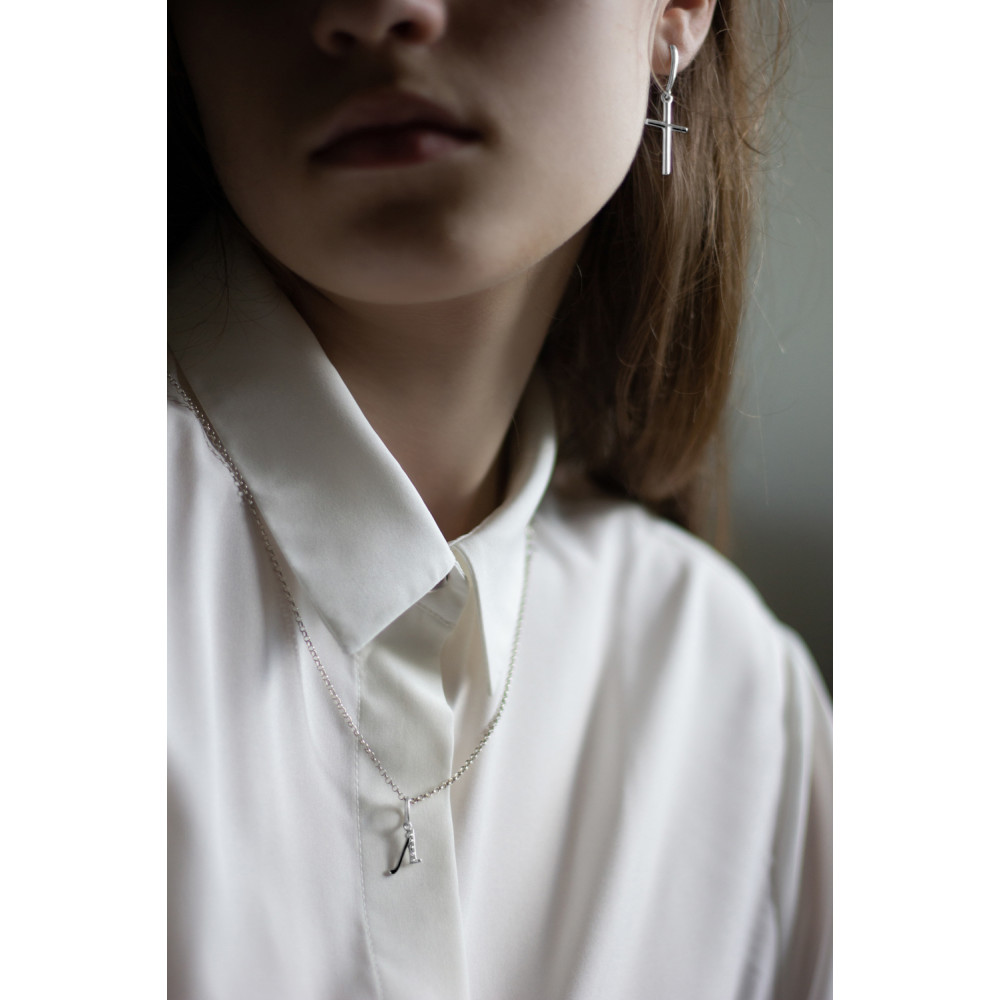 Срібний кулон-літера Л (7057л) - 4