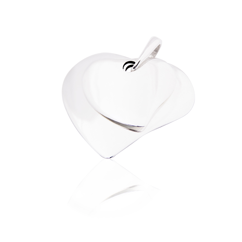 Срібний кулон Два серця (7153) - 1