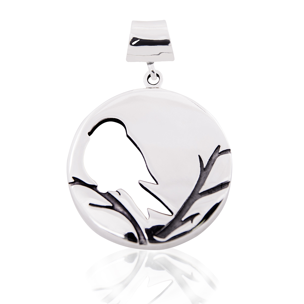 Срібний кулон Пташка на гілці (7158) - 1