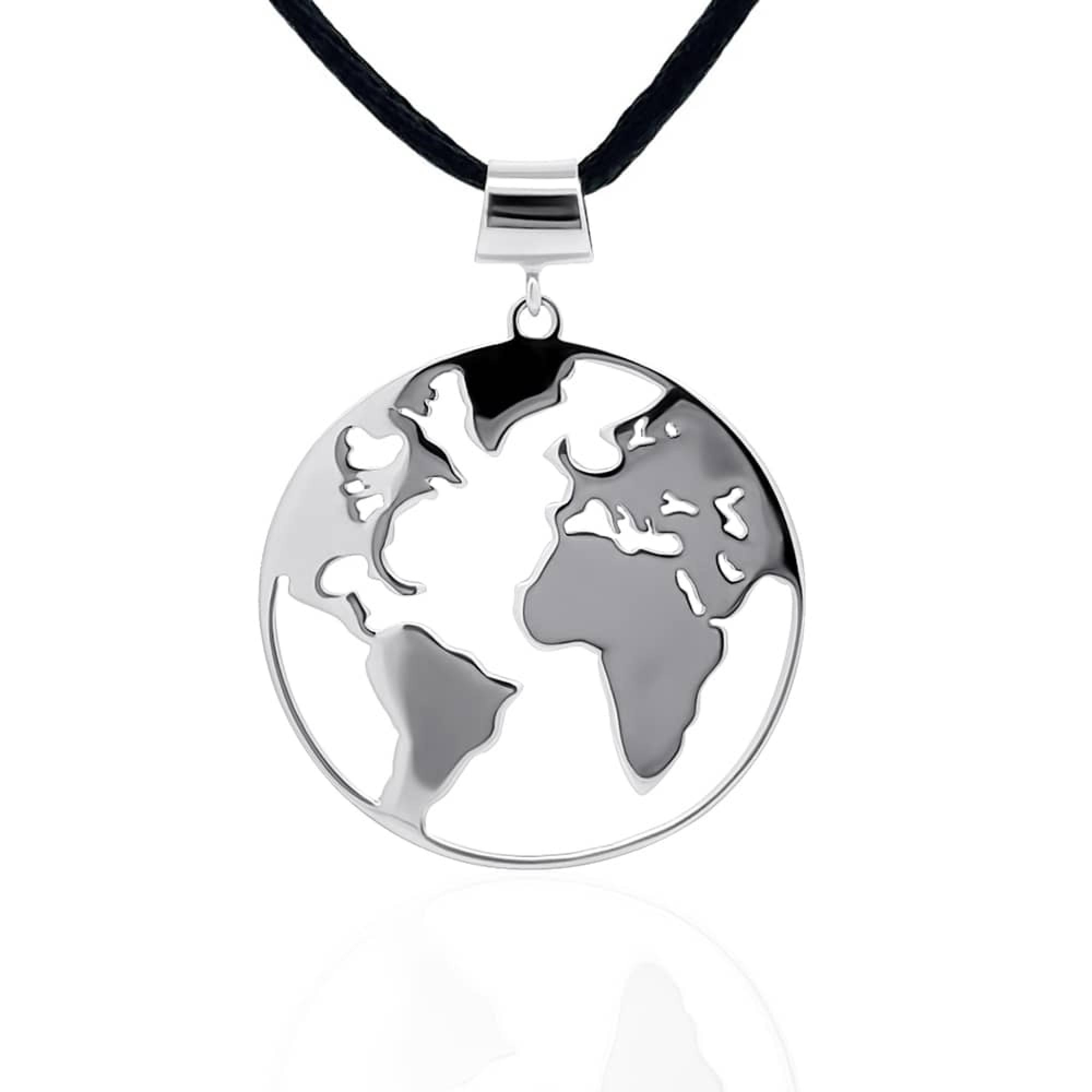 Срібний кулон Мапа світу (7347)