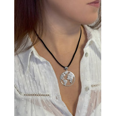 Срібний кулон Мапа світу (7347) - 2