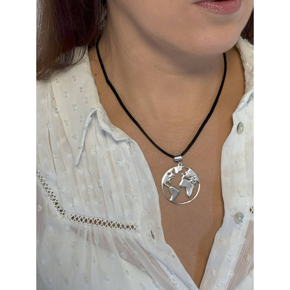 Срібний кулон Мапа світу (7347) - 3