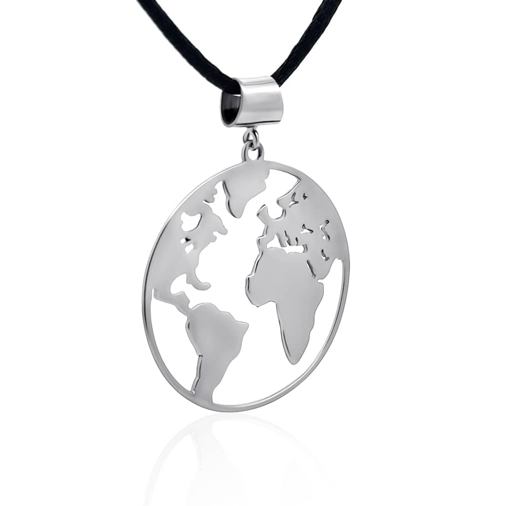 Срібний кулон Мапа світу (7347) - 4