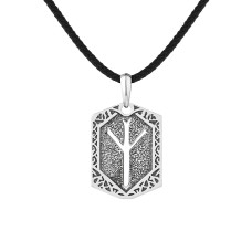 Срібний кулон Руна Альгиз (7368)