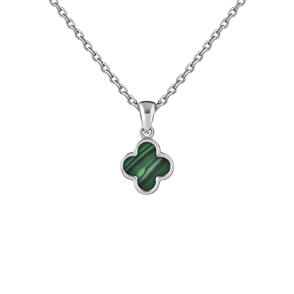 Срібний кулон Конюшина з малахітом (7371.1) - 1