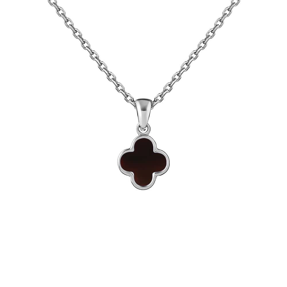 Срібний кулон Конюшина з червоним агатом (7371.4) - 1