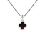 Срібний кулон Конюшина з червоним агатом (7371.4) - комплект