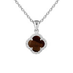 Срібний кулон Конюшина з тигровим оком (7374.5) - комплект