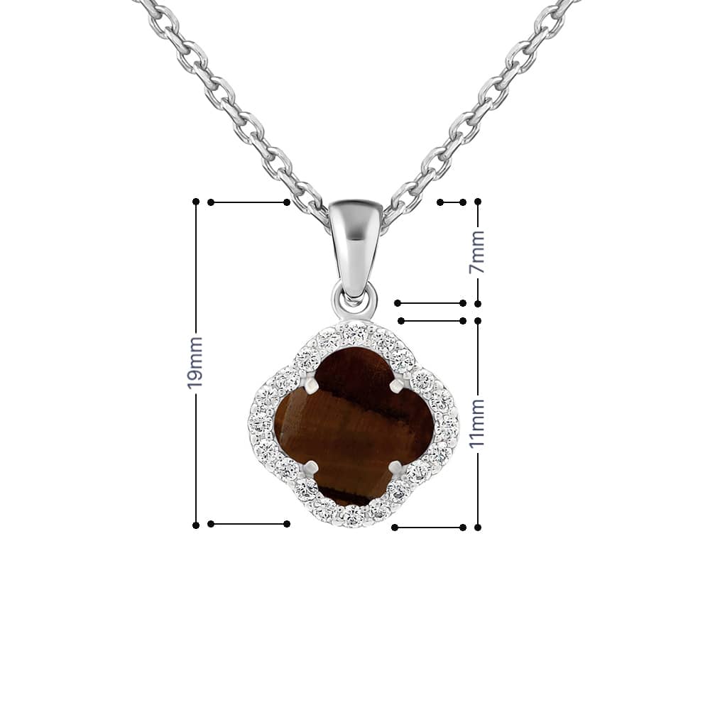 Срібний кулон Конюшина з тигровим оком (7374.5) - 5