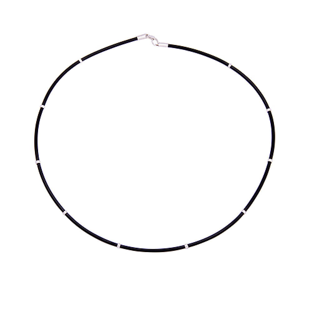 Шнурок силіконовий зі срібними вставками (8011) - 1