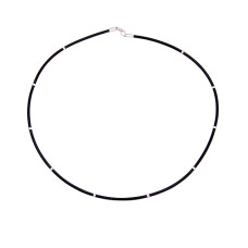 Шнурок силіконовий зі срібними вставками (8011)