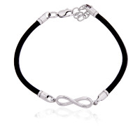 Браслет шкіряний  Нескінченність зі срібними вставками (8018.1) Рекомендації для вас
