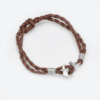 Браслет шкіряний Якір зі срібними вставками (8019.1) Рекомендації для вас