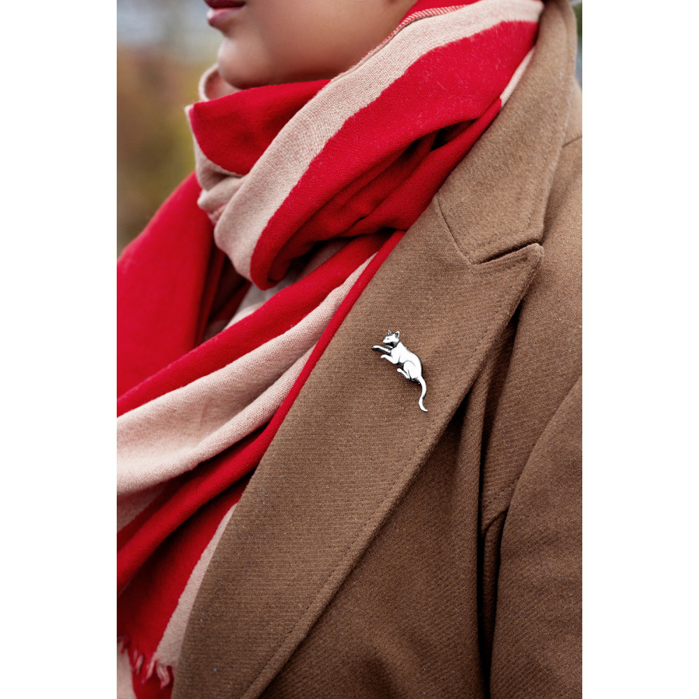 Срібна брошка Кішка (9501) - 2