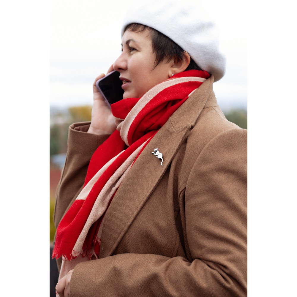 Срібна брошка Кішка (9501) - 5