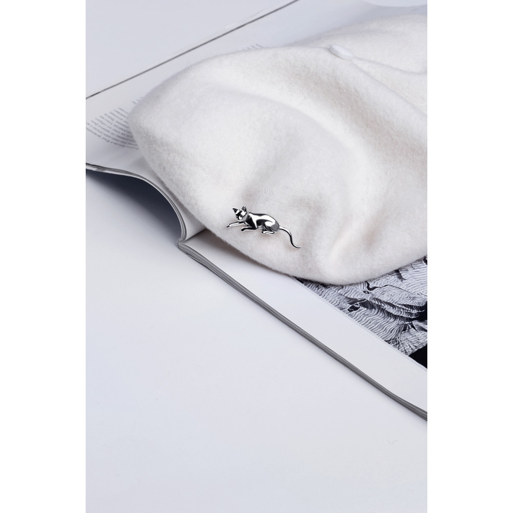 Срібна брошка Кішка (9501) - 7