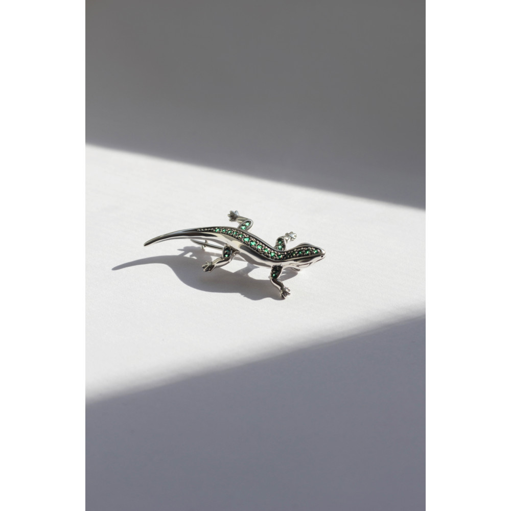 Срібна брошка Ящірка (9506) - 8