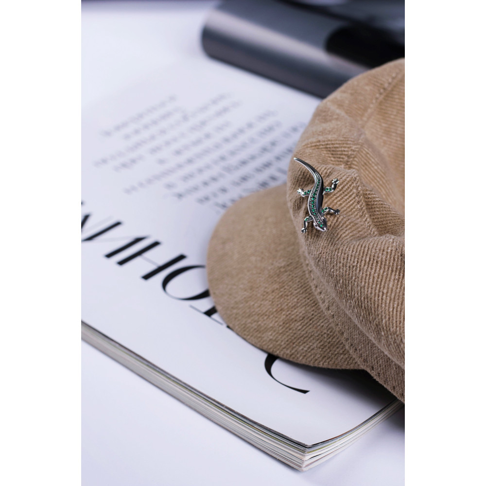 Срібна брошка Ящірка (9506) - 7