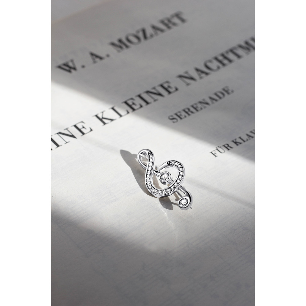 Срібна брошка Скрипковий ключ (9515) - 7