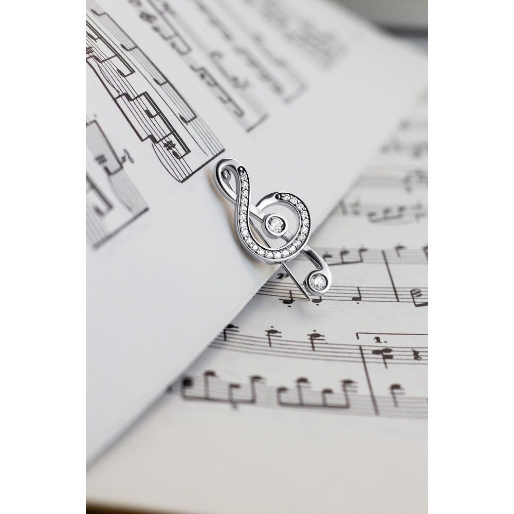 Срібна брошка Скрипковий ключ (9515) - 6