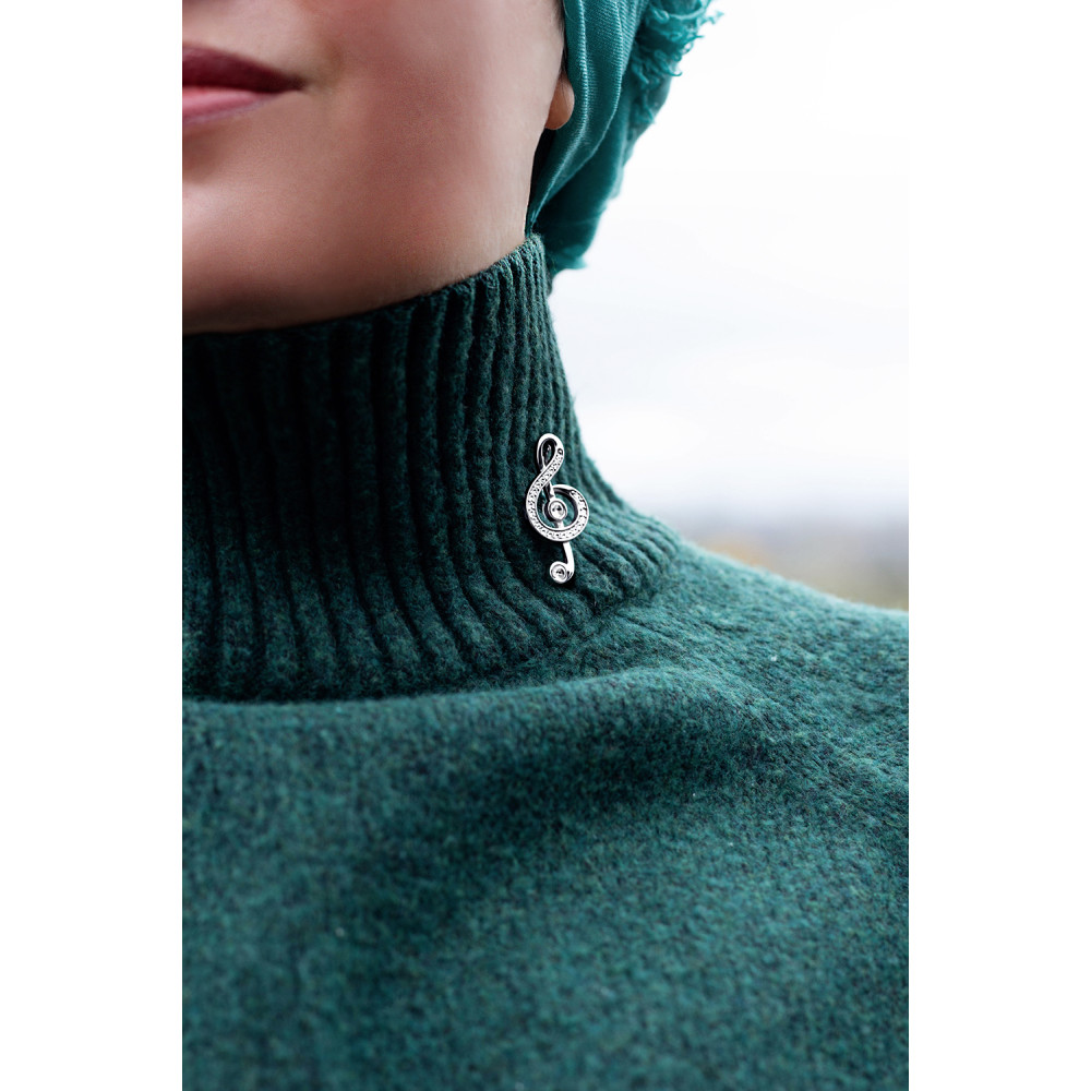 Срібна брошка Скрипковий ключ (9515) - 5