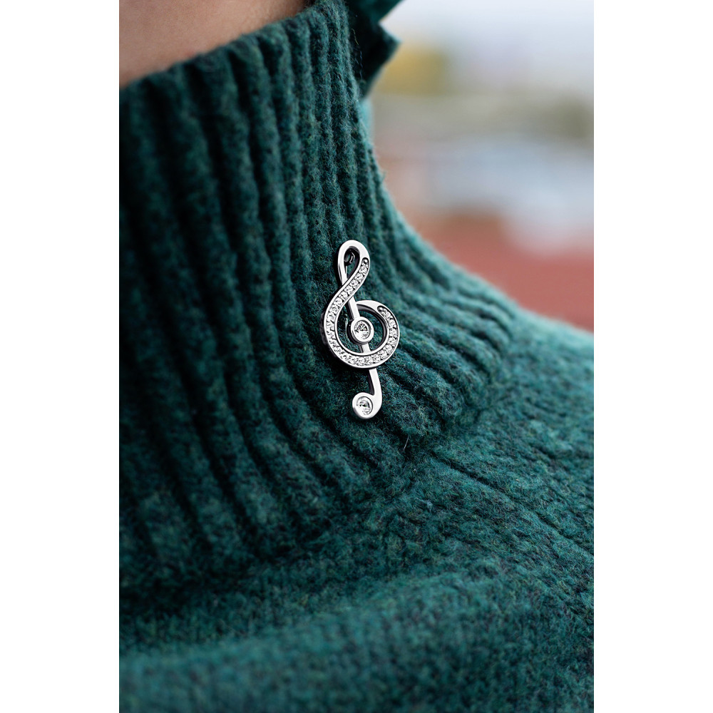 Срібна брошка Скрипковий ключ (9515) - 4