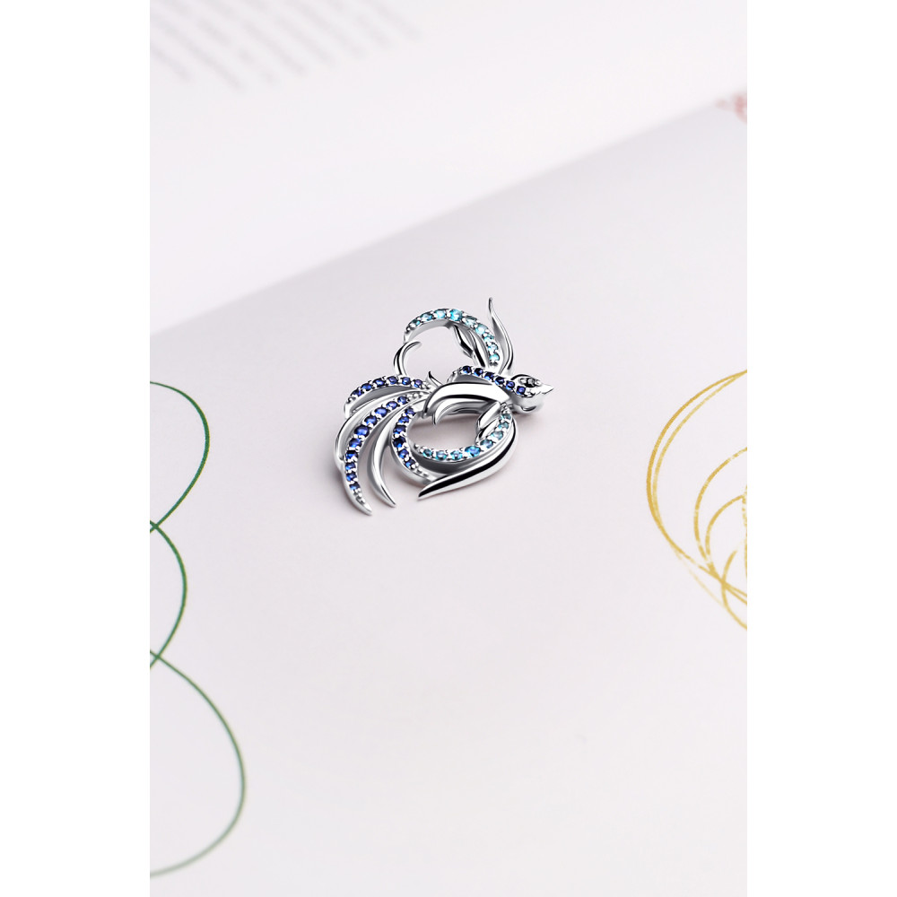 Срібна брошка Фенікс (9516) - 3