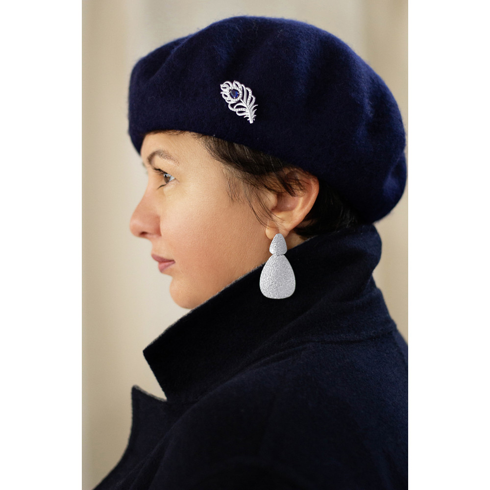 Срібна брошка Перо павича (9517) - 2