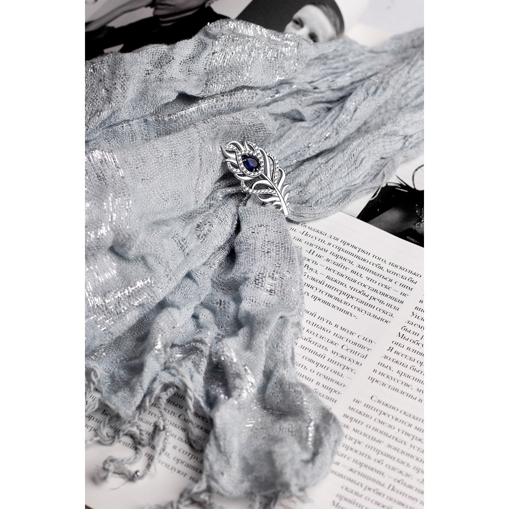 Срібна брошка Перо павича (9517) - 3