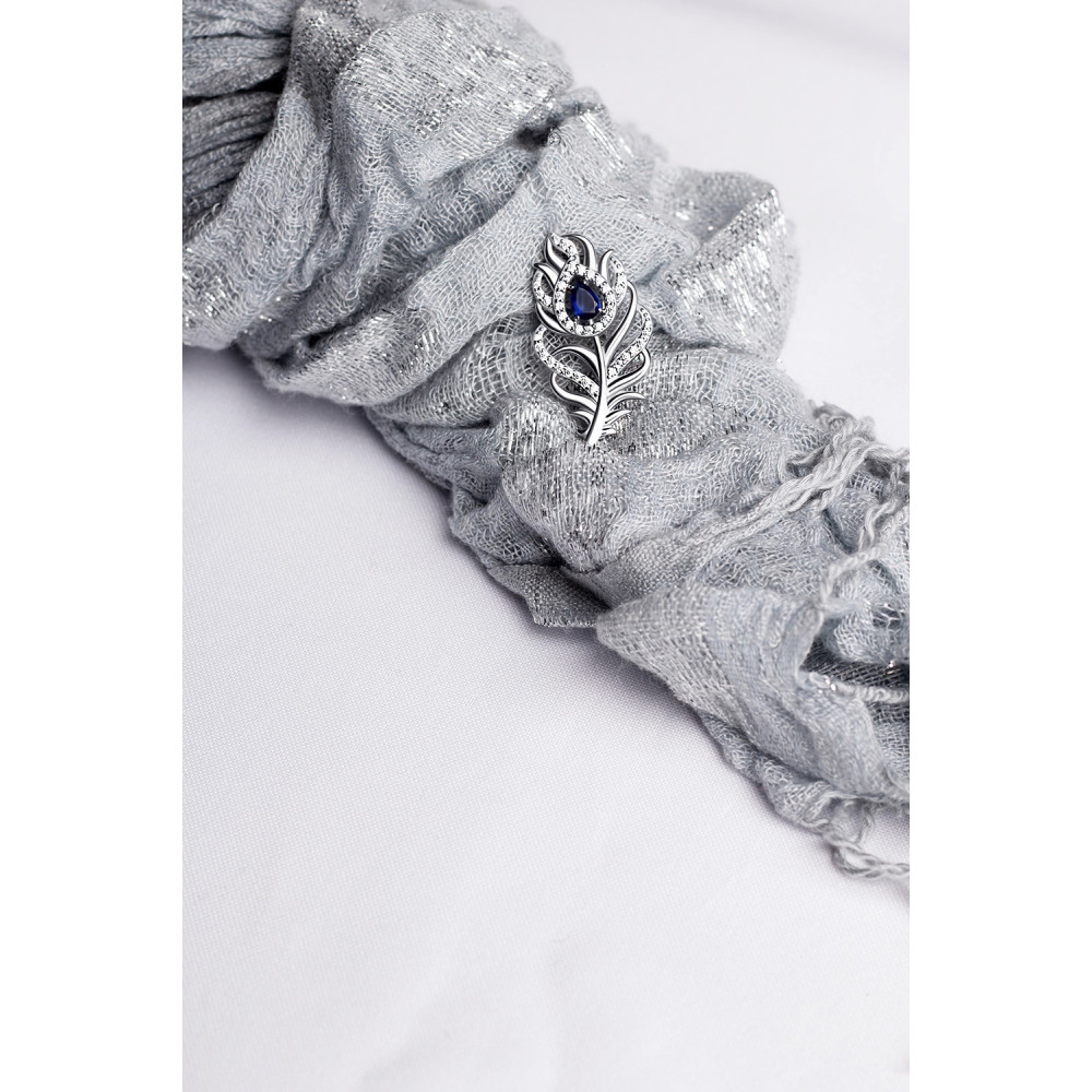 Срібна брошка Перо павича (9517) - 5