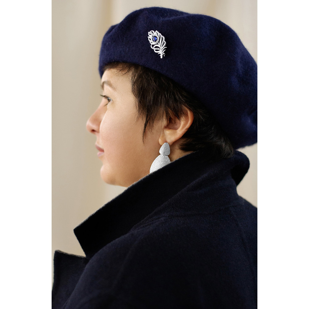 Срібна брошка Перо павича (9517) - 8